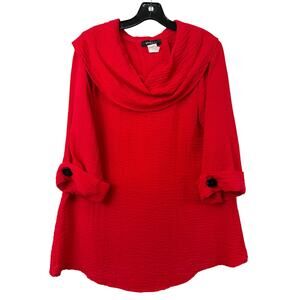 Yushi Red Cowl Neck Mid Sleeve Jacket Size M